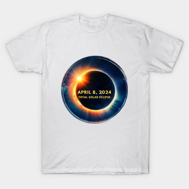 Solar Eclipse April 8 2024 Totality Sun and Moon Eclipse T-Shirt by Little Duck Designs